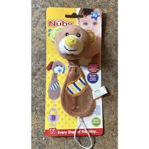 Nuby Plush Pacifinder Pacifier Holder Clip Bear BPA Free New Baby 3+ Months